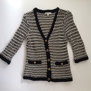 CAbi black and white cardigan